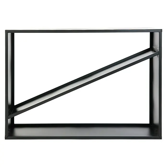 Westmann Kaminholzregal Hugo - 115 x 35 x 80 cm, Stahl, Schwarz - Schwarzes, modernes Weinregal mit einer schrägen Ablage zur stilvollen Aufbewahrung von Weinflaschen. Ein echter Hingucker!
