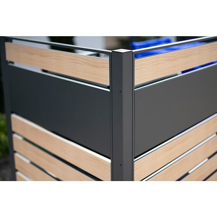 Westmann Mülltonnenbox Verkleidung Planum (90 x 170 x 120 cm, Anthrazit/Holzoptik) | BAUHAUS