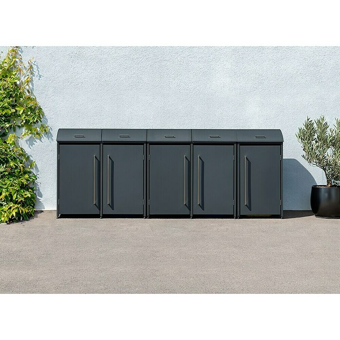 Westmann Mülltonnenbox Moderna (350 x 83 cm, Stahl, Anthrazit, Geeignet für Anzahl Mülltonnen: 5 Stk.) | BAUHAUS
