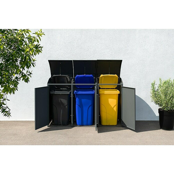 Westmann Mülltonnenbox Moderna (211 x 83 cm, Stahl, Anthrazit, Geeignet für Anzahl Mülltonnen: 3 Stk.) | BAUHAUS