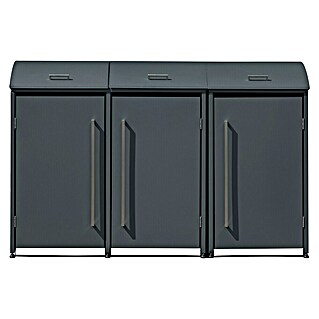 Westmann Mülltonnenbox Moderna (211 x 83 cm, Stahl, Anthrazit, Geeignet für Anzahl Mülltonnen: 3 Stk.)