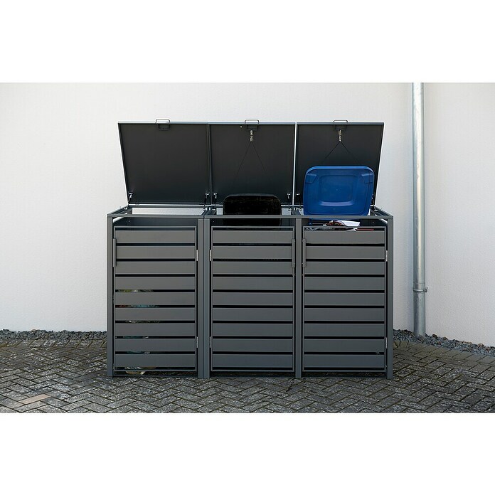 Westmann Mülltonnenbox Kubus (200 x 80 cm, Stahl, Anthrazit, Geeignet für Anzahl Mülltonnen: 3 Stk.) | BAUHAUS