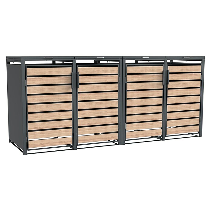 Westmann Mülltonnenbox Lacina (Stahl, Anthrazit/Braun, Geeignet für Anzahl Mülltonnen: 4 Stk.) | BAUHAUS