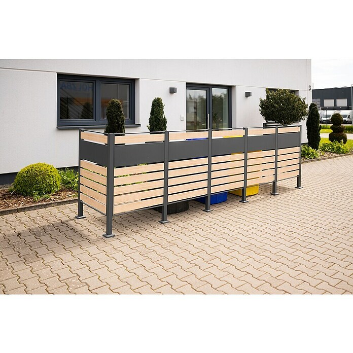 Westmann Mülltonnenbox Verkleidung Planum (90 x 410 x 120 cm, Anthrazit/Holzoptik) | BAUHAUS