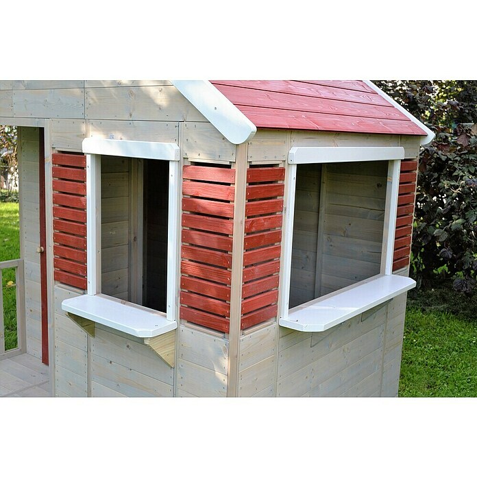Wendi Toys Spielhaus Krokodil (L x B x H: 120 x 155 x 168 cm, Holz, Natur / Rot) | BAUHAUS