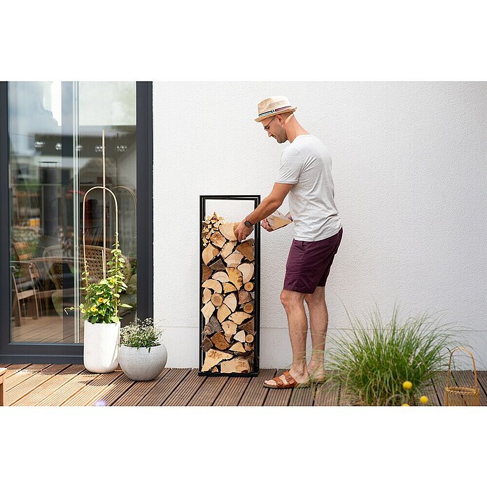 Westmann Kaminholzregal Xavier (40 x 20 x 120 cm, Stahl, Schwarz) | BAUHAUS