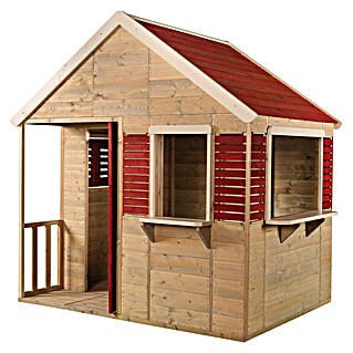 Wendi Toys Spielhaus Krokodil (L x B x H: 120 x 155 x 168 cm, Holz, Natur / Rot)