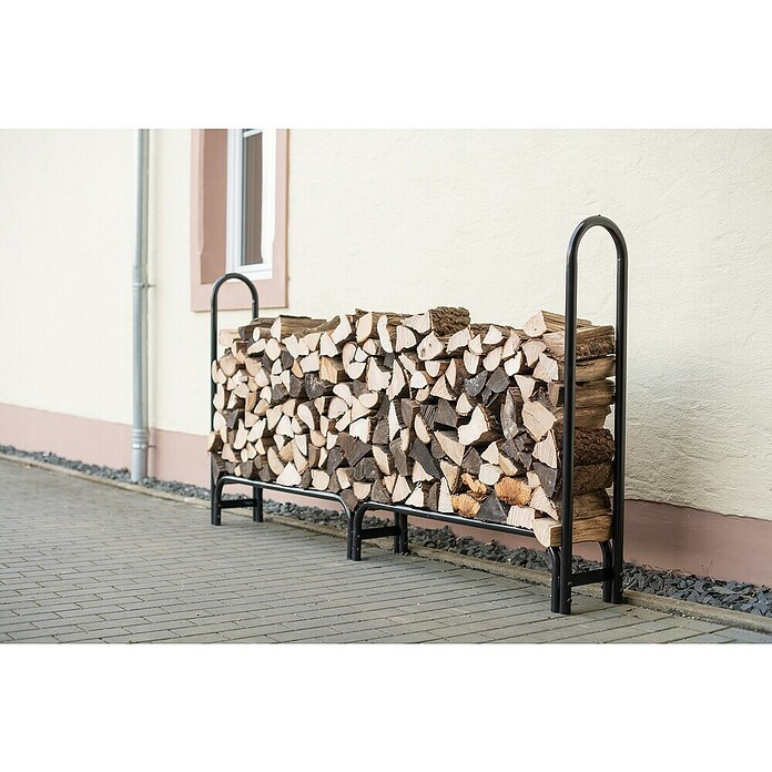 ShelterLogic Kaminholzregal (244 x 25 x 118 cm, Stahl, Schwarz) | BAUHAUS