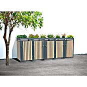 Westmann Mülltonnenbox Planta (332 x 84 cm, Stahl, Anthrazit/Braun, Geeignet für Anzahl Mülltonnen: 5 Stk.) | BAUHAUS