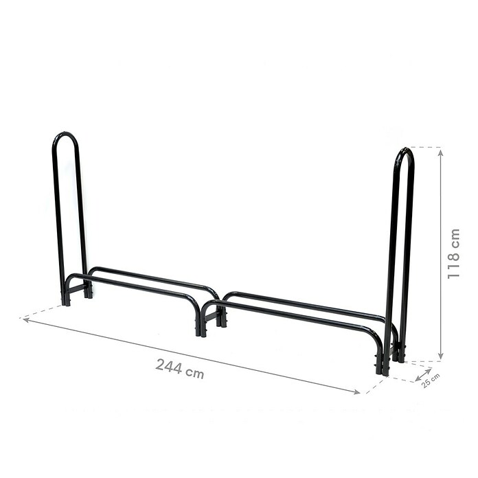 ShelterLogic Kaminholzregal (244 x 25 x 118 cm, Stahl, Schwarz) | BAUHAUS