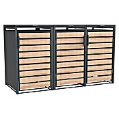 Westmann Mülltonnenbox Lacina (200 x 80 cm, Stahl, Anthrazit/Braun, Geeignet für Anzahl Mülltonnen: 3 Stk.) | BAUHAUS