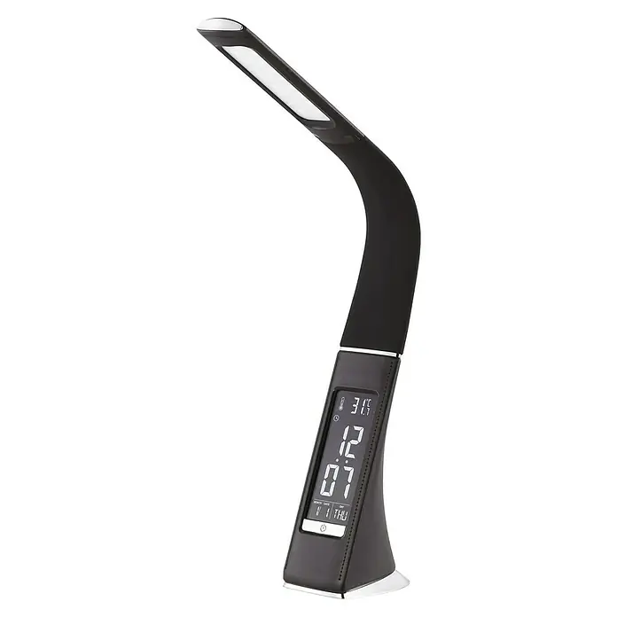 Tween Light LED-Tischleuchte Pelle - 3,2 W, Schwarz, Neutralweiß - Moderne LED-Schreibtischlampe mit digitaler Anzeige für Zeit und Temperatur. Praktisch und stilvoll für jeden Arbeitsplatz.