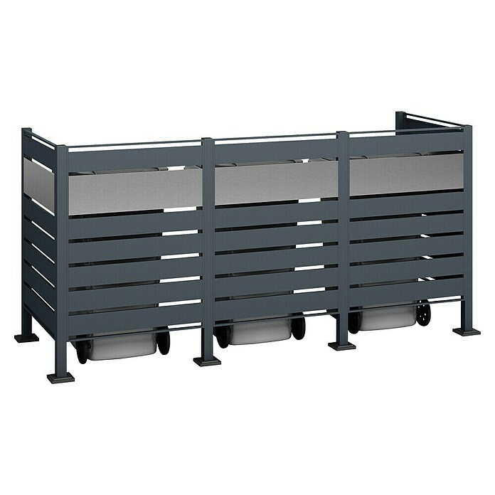 Westmann Mülltonnenbox Verkleidung Planum (90 x 250 x 120 cm, Anthrazit/Grau) | BAUHAUS