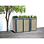Westmann Mülltonnenbox Planta (200 x 84 cm, Stahl, Anthrazit/Braun, Geeignet für Anzahl Mülltonnen: 3 Stk.) | BAUHAUS