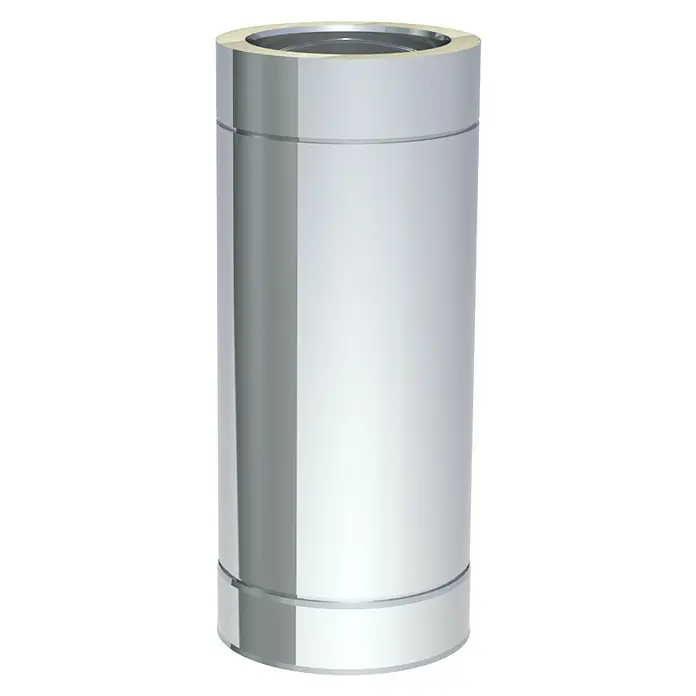 Ofenrohr - Ø x L: 180 x 500 mm, Silber, Wandstärke: 0,5 mm - Glänzendes, silbernes, isoliertes Metallschornsteinrohrsegment.