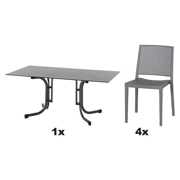 Siena Garden Urban Lights Gartenmöbel-Set Square Stuhl/Sola Tisch (5 -tlg., Polypropylen, Grau/Anthrazit, 160 x 90 cm) | BAUHAUS