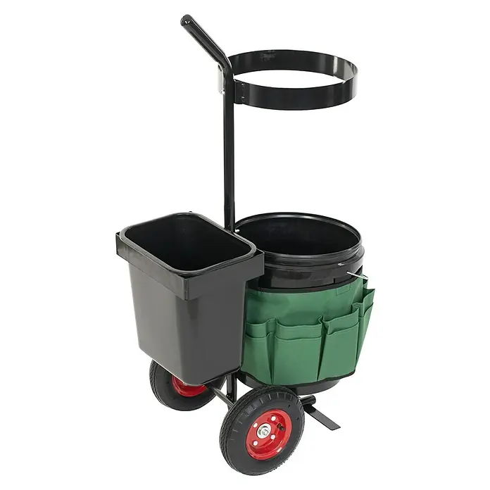 Westmann Gartentrolley Universal - 40 x 56 x 104 cm - Gartenwagen mit Behältern und Werkzeugtaschen für den einfachen Transport von Gartengeräten und -utensilien im Garten.