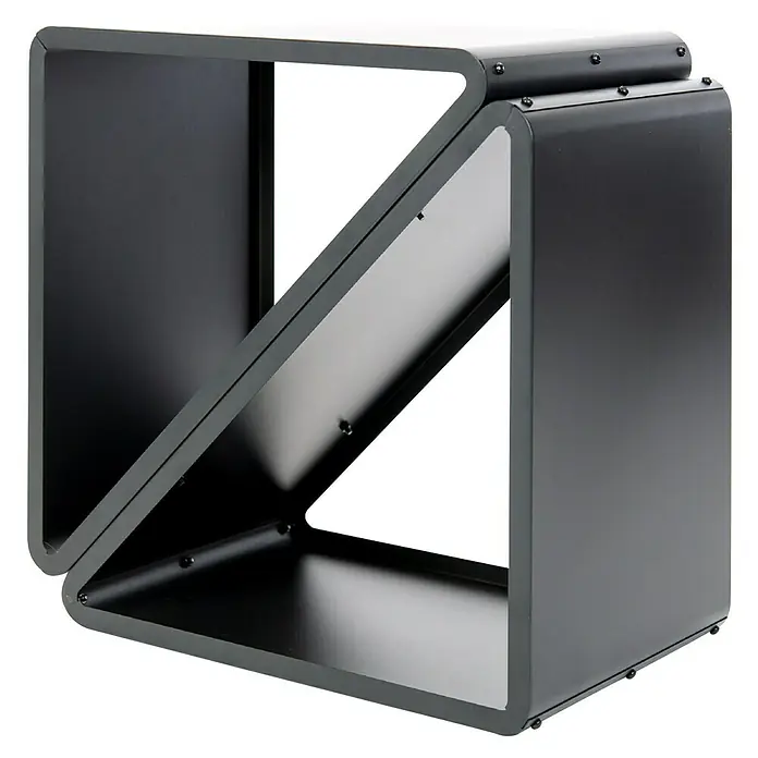 Westmann Kaminholzregal Kanto - 57 x 36 x 56 cm, Stahl, Schwarz - Moderne schwarze Ablageeinheit mit innovativem Design. Ideal für stilvolle Aufbewahrung mit einer Kombination aus Formen und Materialien.