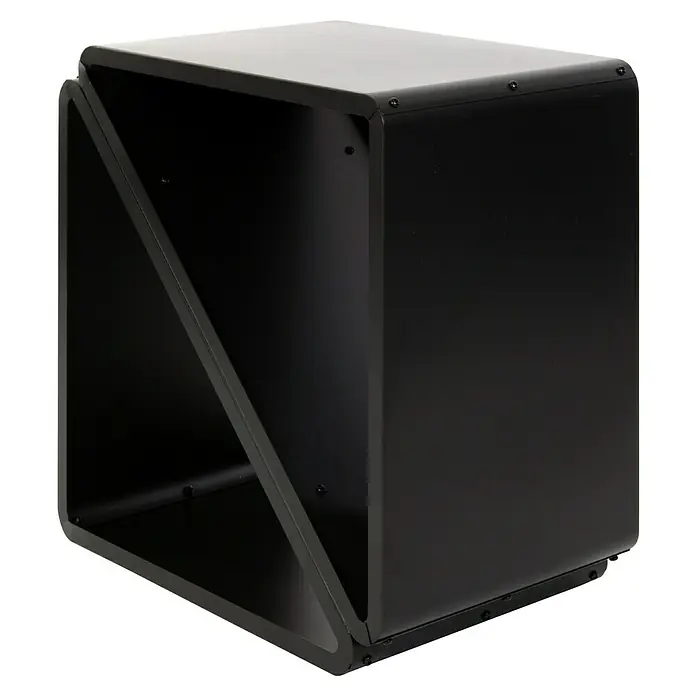 Westmann Kaminholzregal Kanto - 57 x 36 x 56 cm, Stahl, Schwarz - Schwarzer Würfelregal mit diagonaler Stütze, ideal für moderne Innenräume. Kompaktes, stilvolles Design bietet funktionellen Stauraum.