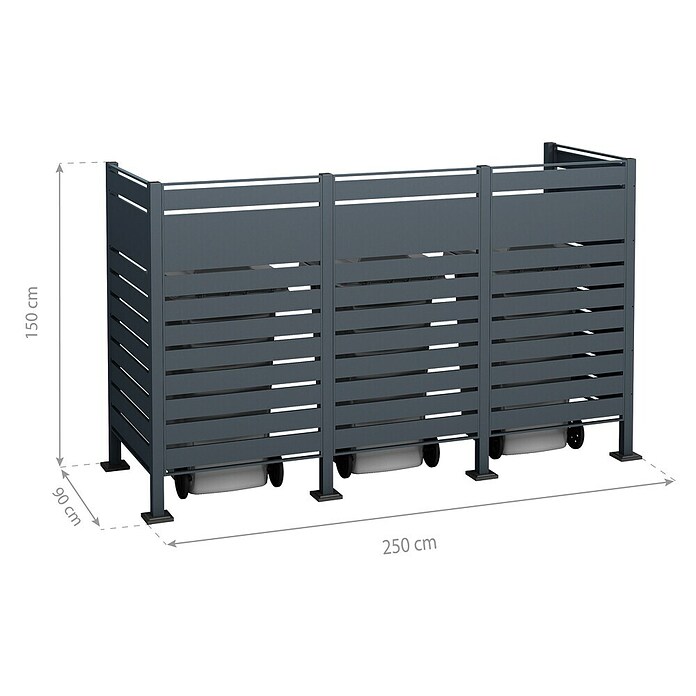 Westmann Mülltonnenbox Verkleidung Planum (90 x 250 x 150 cm, Anthrazit) | BAUHAUS