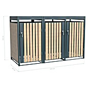 Westmann Mülltonnenbox Planta (200 x 84 cm, Stahl, Anthrazit/Braun, Geeignet für Anzahl Mülltonnen: 3 Stk.) | BAUHAUS