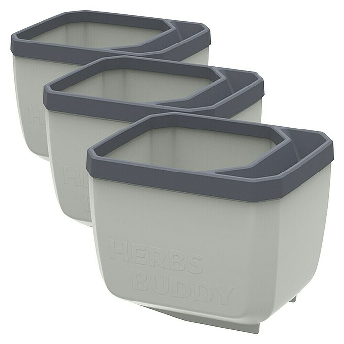 Gusta Garden Kräutertopf Herbs Buddy (16 x 14,3 x 13,6 cm, Kunststoff, Hellgrau, 3 Stk.) | BAUHAUS