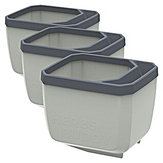 Gusta Garden Kräutertopf Herbs Buddy (16 x 14,3 x 13,6 cm, Kunststoff, Hellgrau, 3 Stk.)