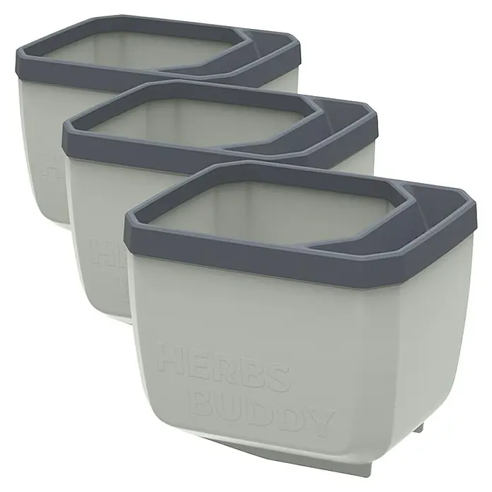 Gusta Garden Kräutertopf Herbs Buddy - 16 x 14,3 x 13,6 cm, Kunststoff, Hellgrau, 3 Stk. - Drei Kräutertöpfe "Herbs Buddy" in Hellgrau mit dunkelgrauem Rand. Ideal für den Anbau eigener Kräuter in der Küche oder auf dem Balkon.