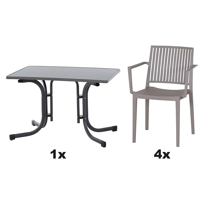 Siena Garden Urban Lights Gartenmöbel-Set Lane Sessel/Paco Tisch (5 -tlg., Polypropylen, Taupe/Anthrazit, 110 x 70 cm) | BAUHAUS