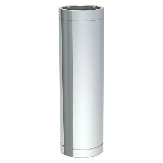 Ofenrohr - Ø x L: 180 x 1.000 mm, Silber, Wandstärke: 0,5 mm - Ein glänzendes, silbernes, zylindrisches Schornsteinrohrsegment.