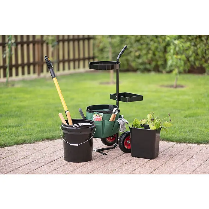 Westmann Gartentrolley Universal - 40 x 56 x 104 cm - Gartengeräte-Trolley mit Werkzeugen und Pflanzen. Der Trolley ist mit einer praktischen Aufbewahrungslösung für den Garten ausgestattet.