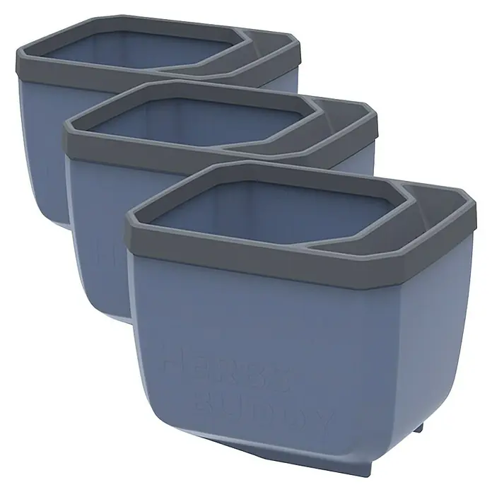 Gusta Garden Kräutertopf Herbs Buddy - Kunststoff, Blau, 3 Stk. - Die Kräuter-Buddy-Töpfe, ein ideales Set für den Anbau eigener Kräuter. Das Design ist modern und platzsparend.