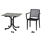 Siena Garden Urban Lights Gartenmöbel-Set Square Sessel/Sola Tisch (5 -tlg., Polypropylen, Anthrazit, ⌀ 80 cm) | BAUHAUS