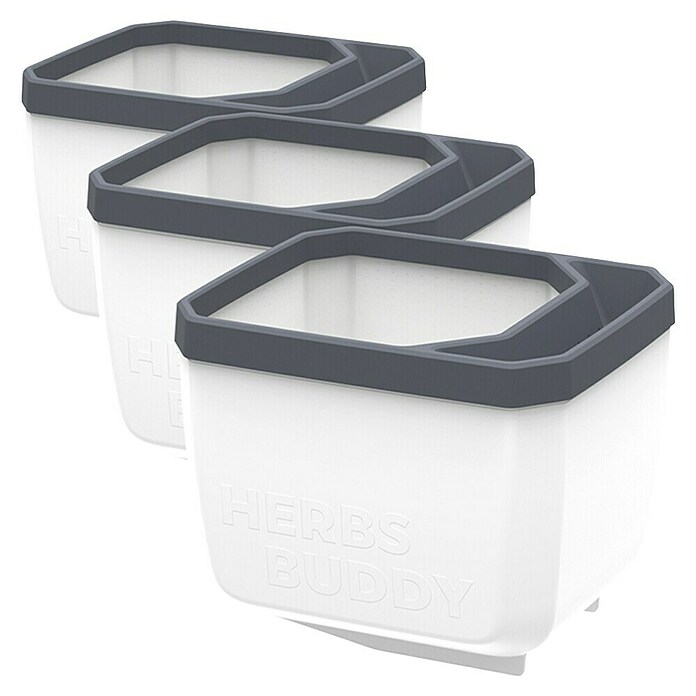 Gusta Garden Kräutertopf Herbs Buddy (16 x 14,3 x 13,6 cm, Kunststoff, Weiß, 3 Stk.) | BAUHAUS