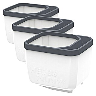 Gusta Garden Kräutertopf Herbs Buddy (16 x 14,3 x 13,6 cm, Kunststoff, Weiß, 3 Stk.)
