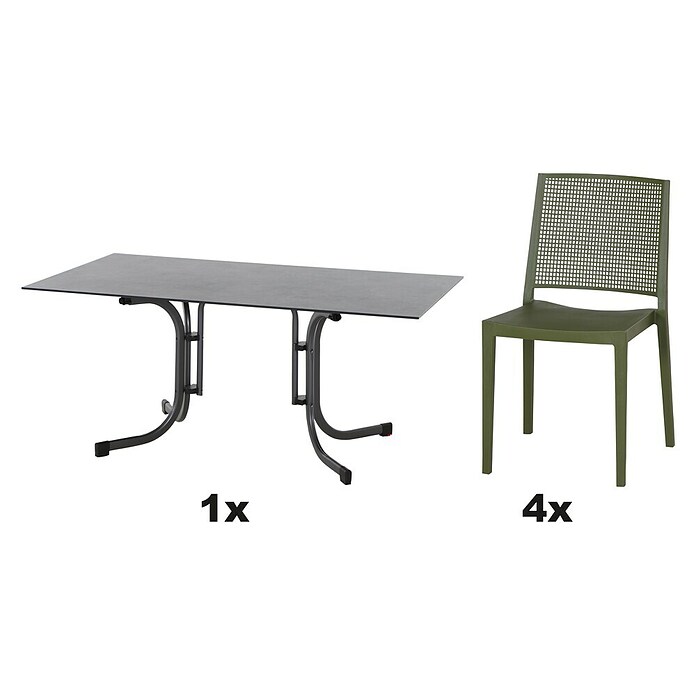 Siena Garden Urban Lights Gartenmöbel-Set Square Stuhl/Sola Tisch (5 -tlg., Polypropylen, Olive/Anthrazit, 160 x 90 cm) | BAUHAUS