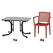 Siena Garden Urban Lights Gartenmöbel-Set Square Sessel/Paco Tisch (Sessel (L x B x H): 56 x 56 x 80 cm, Tisch (L x B x H): 110 x 70 x 71 cm, 5 -tlg., Polypropylen, Melamin, Brick/Anthrazit) | BAUHAUS