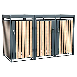 Westmann Mülltonnenbox Planta (200 x 84 cm, Stahl, Anthrazit/Braun, Geeignet für Anzahl Mülltonnen: 3 Stk.)