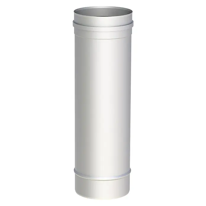Ofenrohr - Ø x L: 130 x 500 mm, Silber, Wandstärke: 0,6 mm - Silbernes zylindrisches Metallrauchrohr, für Schornstein oder Belüftung, mit Anschlussringen.
