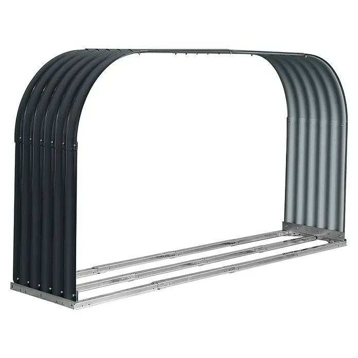Westmann Kaminholzregal Hajo - 212 x 46 x 111 cm, Stahl, Anthrazit - Metall-Gerätehausrahmen mit gewölbter Struktur und robustem Untergestell für eine langlebige Gartenlösung.