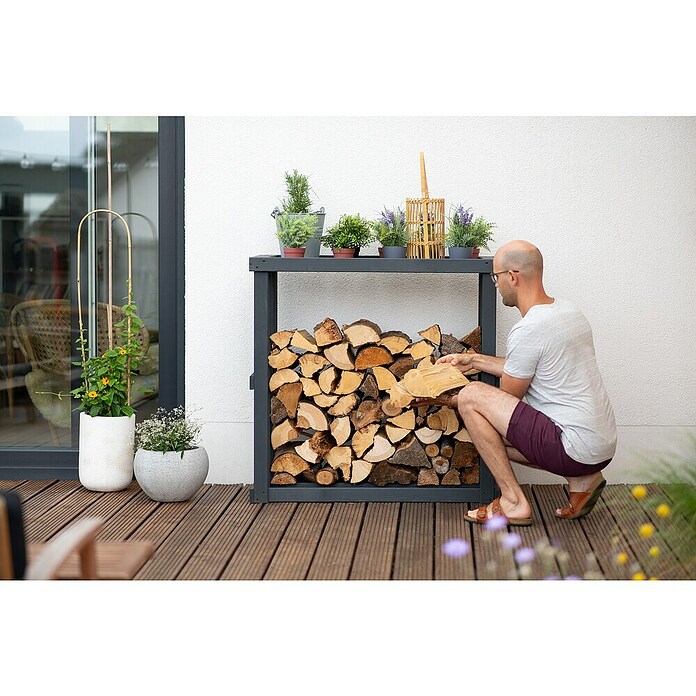 Westmann Kaminholzregal Harald (108 x 52 x 106 cm, Holz, Anthrazit) | BAUHAUS