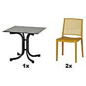 Siena Garden Urban Lights Gartenmöbel-Set Square Stuhl/Sola Tisch (3 -tlg., Polypropylen, Mustard/Anthrazit, 80 x 80 cm) | BAUHAUS