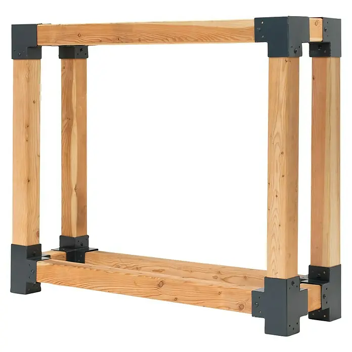 Westmann Kaminholzregal Michel - 138 x 40 x 120 cm, Holz, Natur - Ein rechteckiger Holzrahmen mit stabilen Metallverbindungen. Ideal für den Garten oder zum Bau von Projekten.