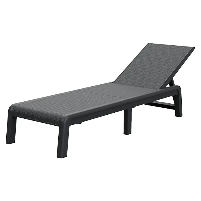 Keter Tumbona de jardín Mallorca - 58 x 187 x 29 cm, Grafito, Plástico, Respaldo regulable - Una tumbona gris para exteriores con respaldo ajustable y estructura duradera, perfecta para relajarse al sol.
