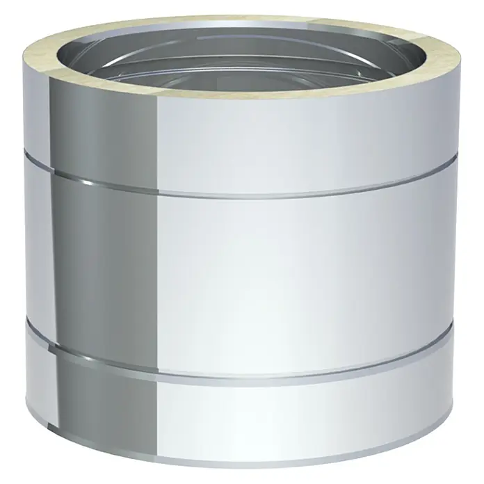 Ofenrohr - Ø x L: 180 x 250 mm, Silber, Wandstärke: 0,5 mm - Silbernes, isoliertes zylindrisches Rohrstück für Lüftungs- oder Kaminsysteme.