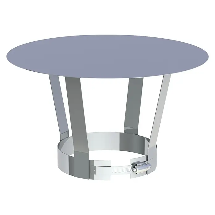Regenhut - Durchmesser: 130 mm, Wandstärke: 0,6 mm - Silberfarbene Metall-Schornsteinabdeckung mit Runddach und verstellbarer Klemme.