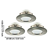Eglo LED-Einbauleuchten-Set Pineda (3 x 6 W, Warmweiß, Durchmesser: 7,8 cm, Nickel matt, 3 Stk.)
