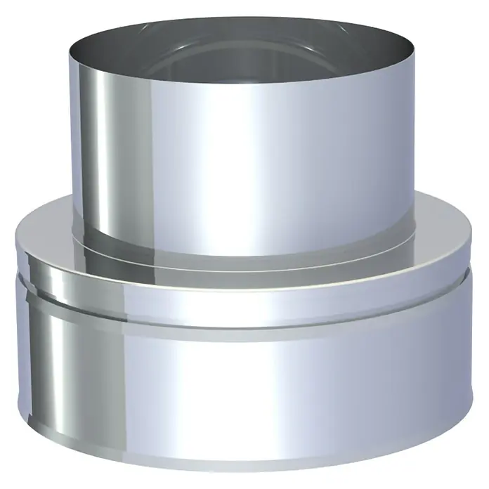 Rohrverbinder-Übergangsstück - Durchmesser: 180 mm, Inklusive Klemmband - Zylindrisches Reduzierstück aus silbernem Metall für Lüftungs- oder Abgassysteme.