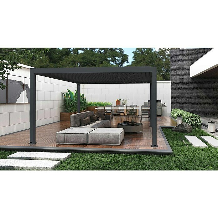 DWS Outdoor Pergola DeLux Comfort 3x3m (L x B x H: 290,4 x 290,4 x 250 cm, Mit elektrisch verstellbaren Lamellen) | BAUHAUS