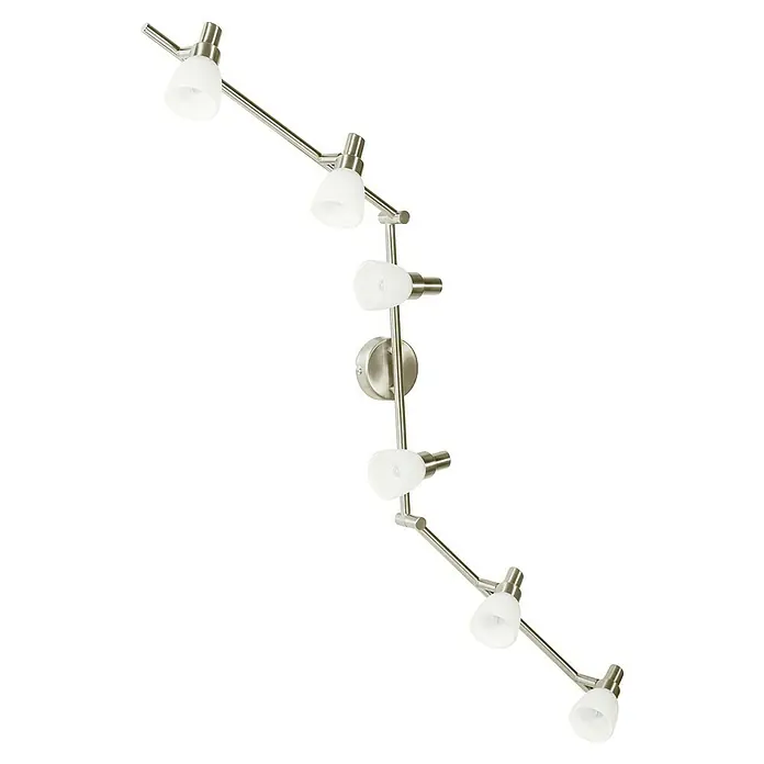 Osram LED-Deckenstrahler 827 - 12 W, L x B x H: 125 x 8 x 19,2 cm, Weiß/Silber, Warmweiß - Moderne, silberfarbene Deckenleuchte mit sechs Strahlern und verstellbaren Armen, die eine optimale Beleuchtung ermöglicht.